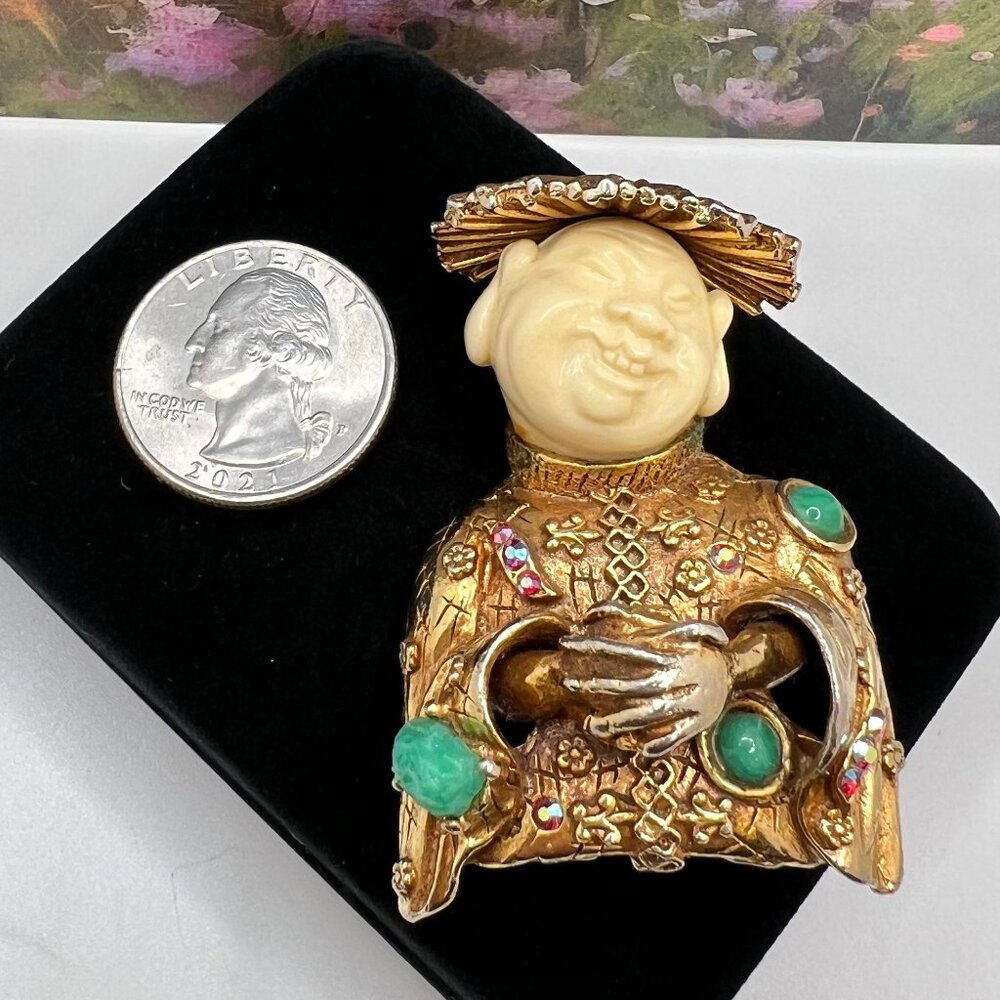 HAR Laughing Buddha Brooch - 1960 - Picture 7 of 7